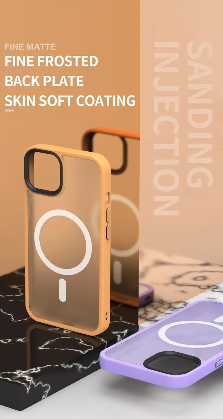 Iphone 14 Case With Frosted Magnetic Ring Metal Button Dustproof Shockproof Function