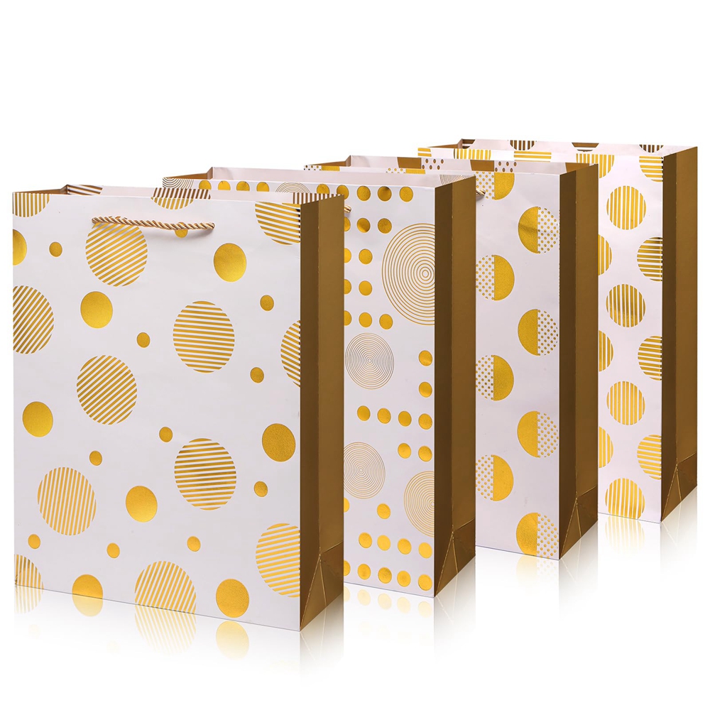 Custom Color Accepted Gold Foil Logo Gift Craft Shopping Paper Hand Bag With Handle