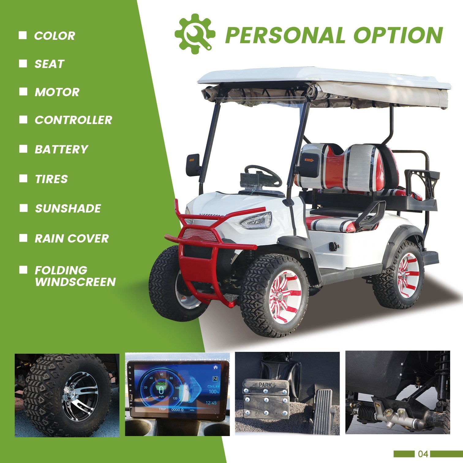 OEM Chinese 2 Passenger Electric Vehicle Golf Cart 30mph Low Speed With CE Certificated
