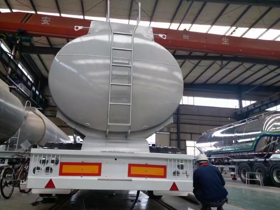 Q345MATERIAL 45 M3 Three Axles Oil Tank Small Semi Trailer Trucks Yellow And White Color WITH fuwa axle and tirange tire