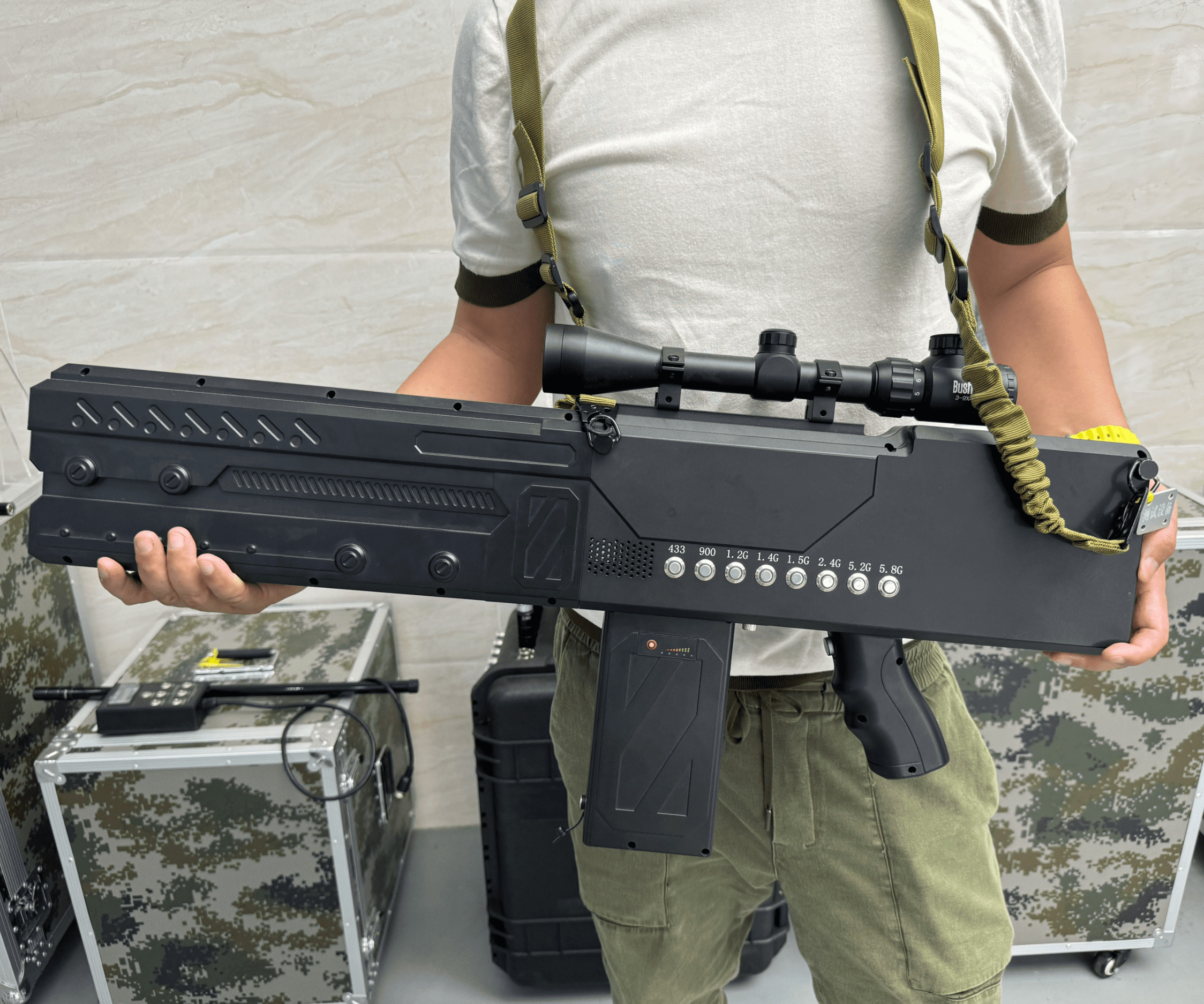 Portable Jammer Gun 433MHz 900MHz 1.3GHz 2.4GHz 5.8GHz UAV Jammer Gun