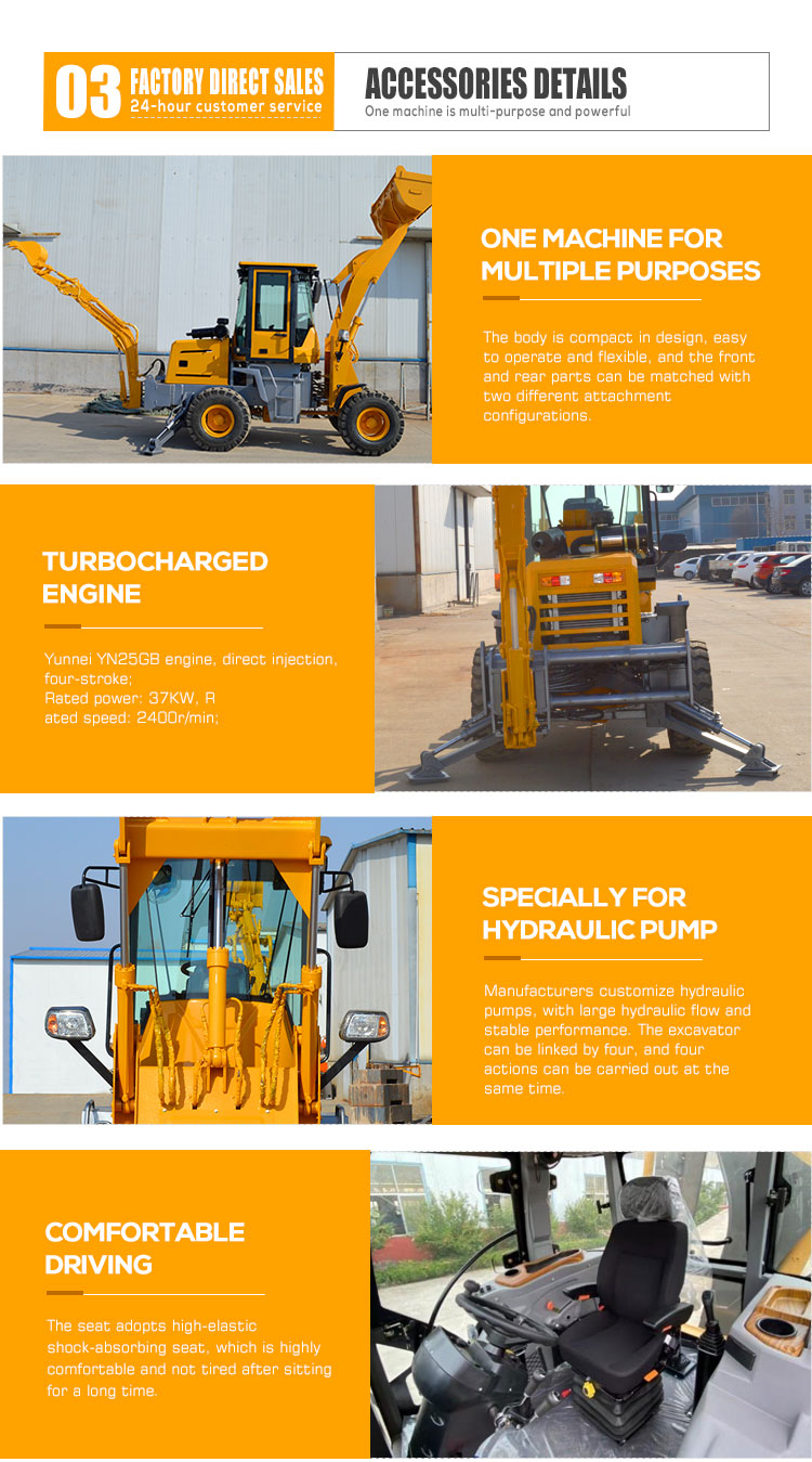 CHAOSHUN 2ton 3ton 5ton 6ton 4x4 Mini Backhoe Loader with attachment backhoe