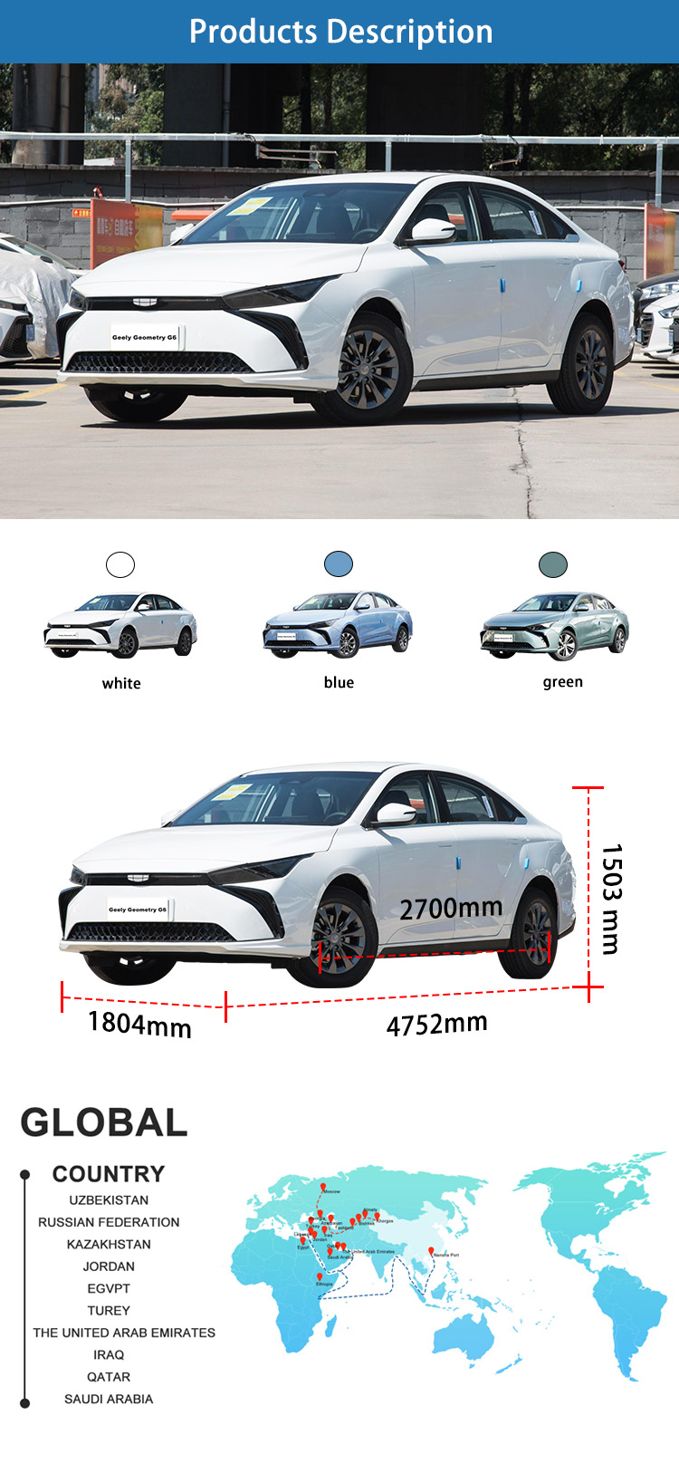 EV Used Geely Car Electric 4 Wheel Drive Sedans Vehicles Geometry G6