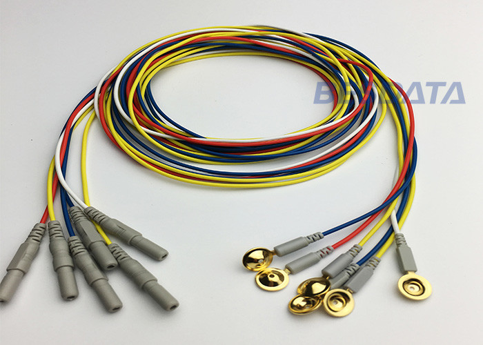 Reusable Gold Plated Electrodes , Gold Cup Electrodes TPU Cables Material