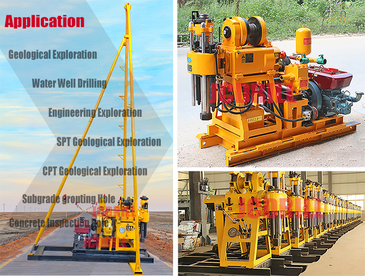 200m Portable Water Well Drilling Rig Hydraulic Vertical Spline For Coring