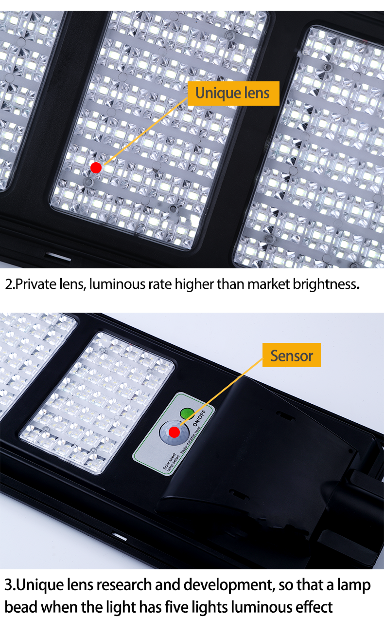 Waterproof IP66 High Bright 100W 200W 300W Outdoor Automatic Sensor Solar Street Light