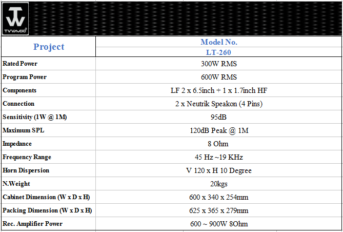 Line Array Speaker@Double 6.5inch Power Passive Small Line Array Speaker LT-260
