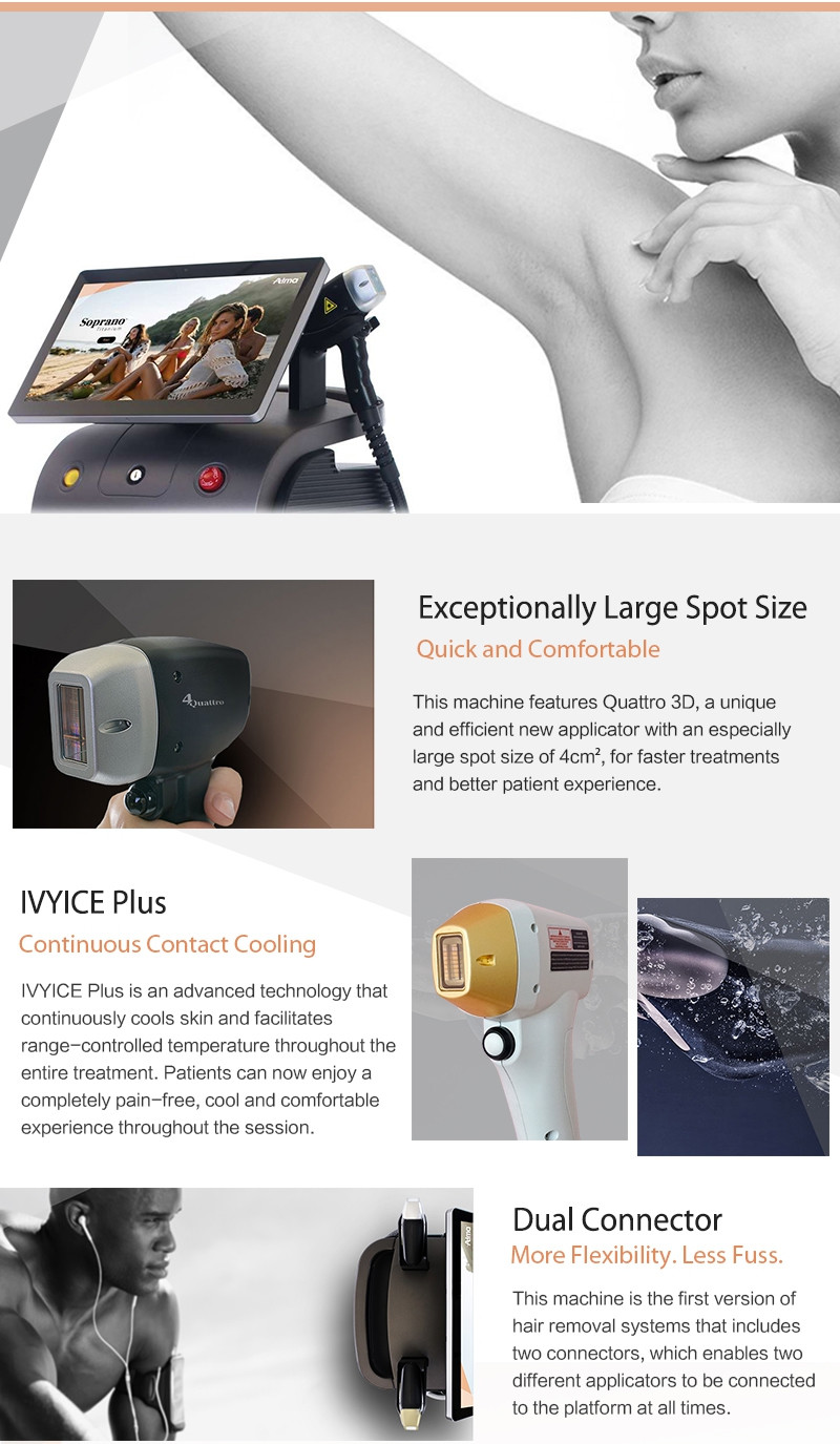 3 Wave Diode Laser Hair Removal Machine Permanent 755nm 808nm 1064nm
