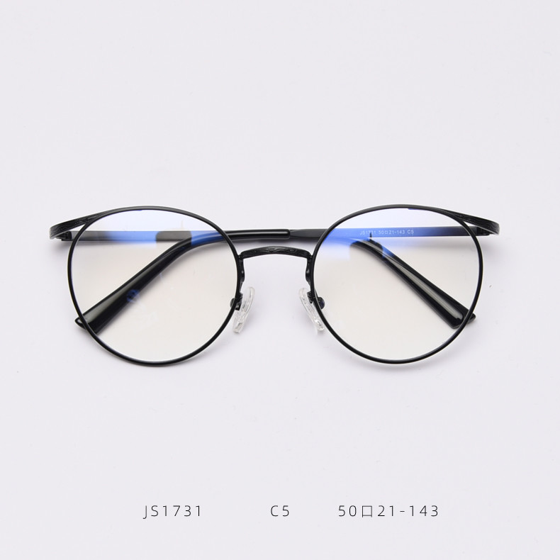 Vintage Anti Blue Light Metal Optical Round Frame Plain Lens Men Women Fashionable Computer Glasses