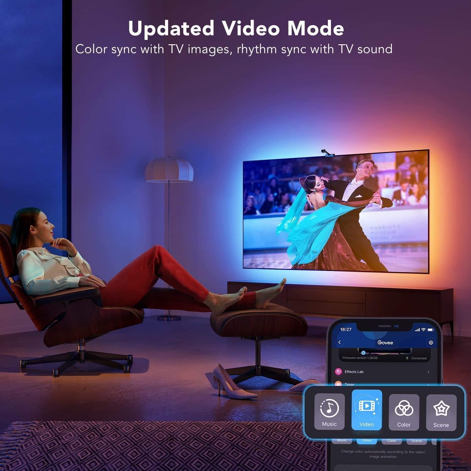 Bedroom Immersion Self Adhesive LED Strip Sticky Back RGB Colors
