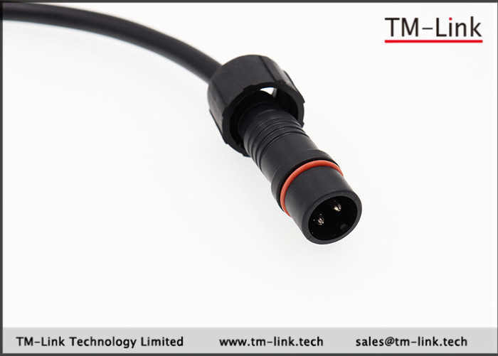 M16 waterproof plastic screw 2 Core black cable with PVC jacket for LED connecting