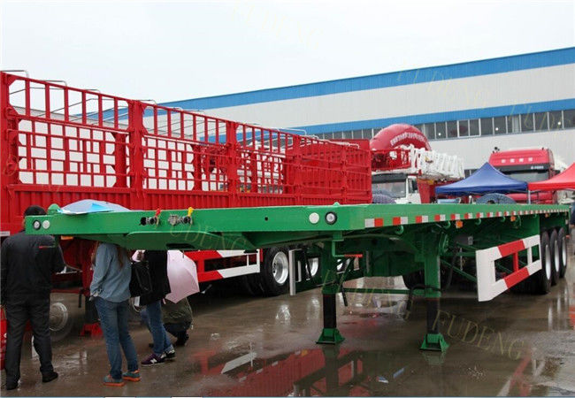 Single Hook Flatbed Container Trailer Double / Three Axles Type 50 Ton Capacity