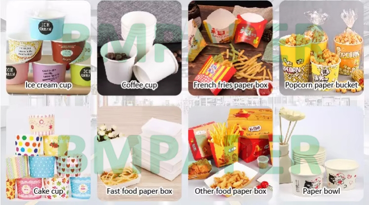 150gsm to 320gsm C1S PE Coated Cup Stock Paper Board For KFC Bowl 1020mm