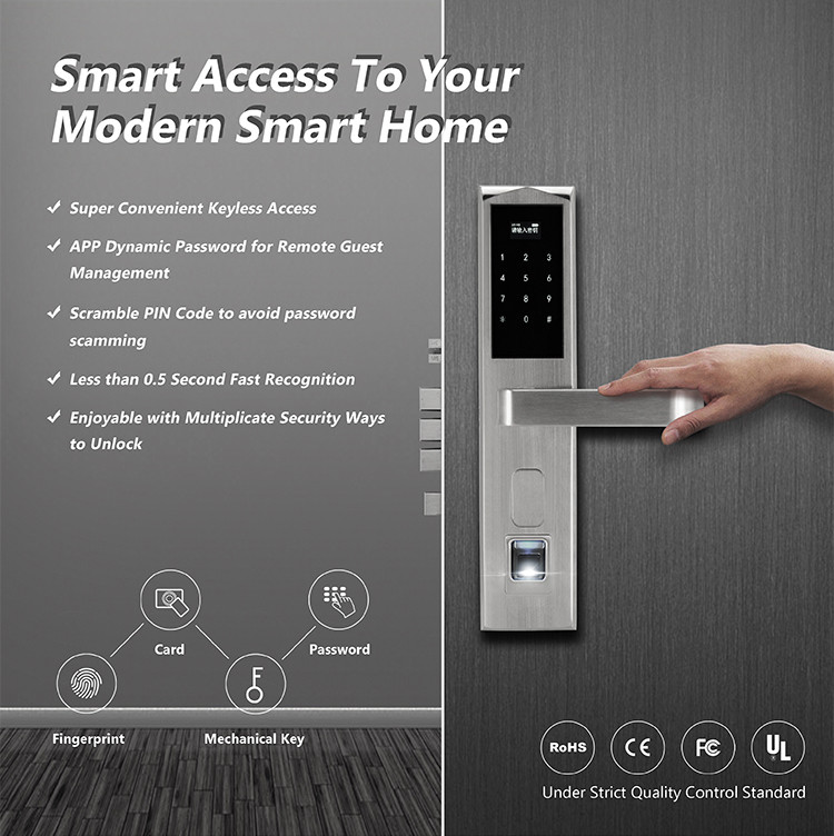Password Keyless Entry Door Lock , APP Card Door Lock Scamble Pin Code