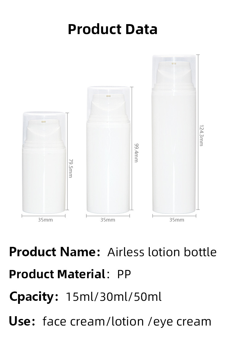 50ml PP PCR Cosmetic Packaging Round Airless Lotion Pump Bottle