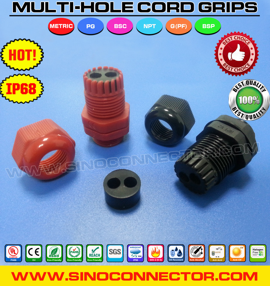 Multi-hole Cable Glands (Cord Grips) with PG & Metric Connecting Threads