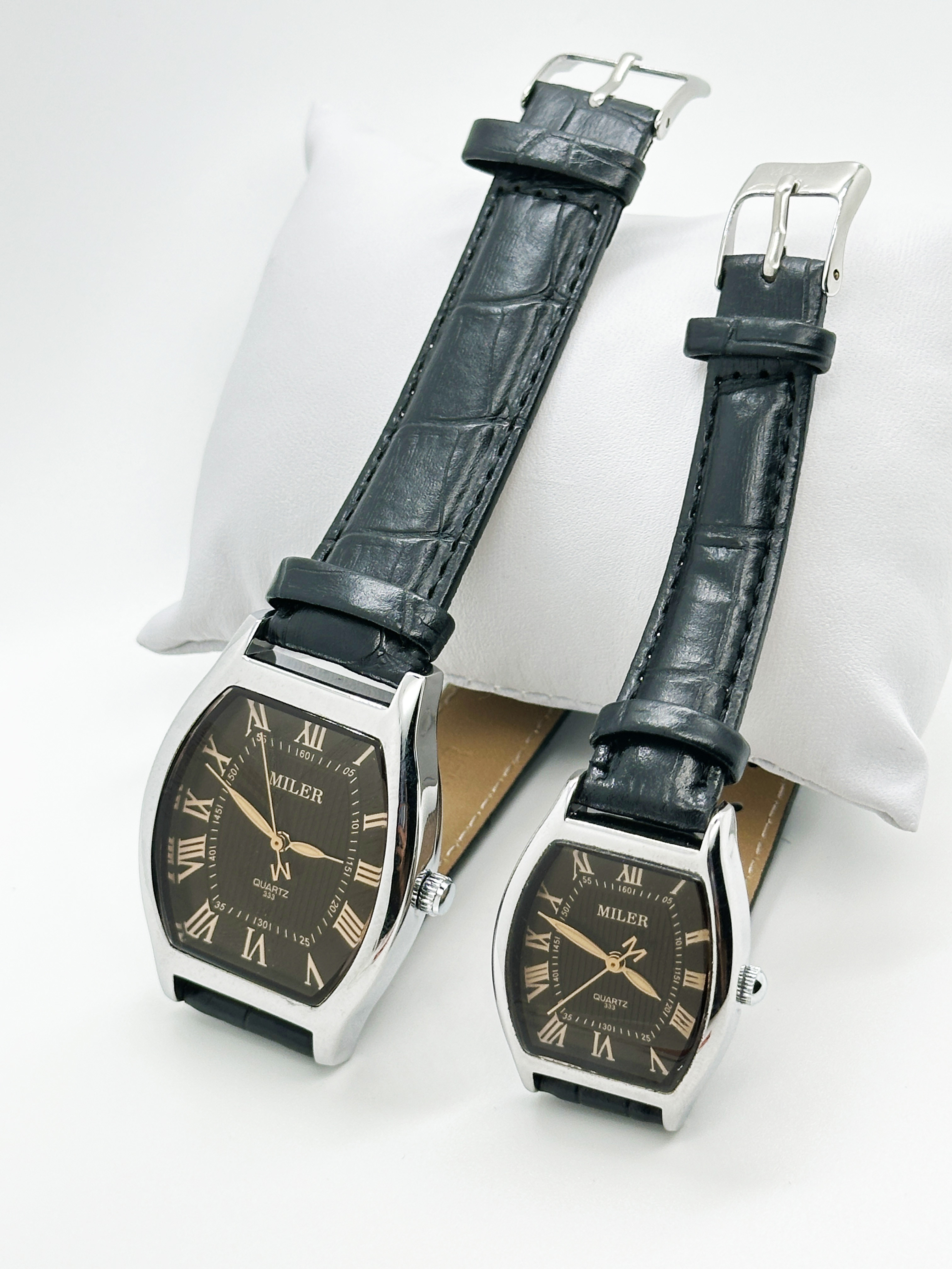Stainless Steel Oval Dial Luminous Couple Wrist Watch 30m Water Resistant