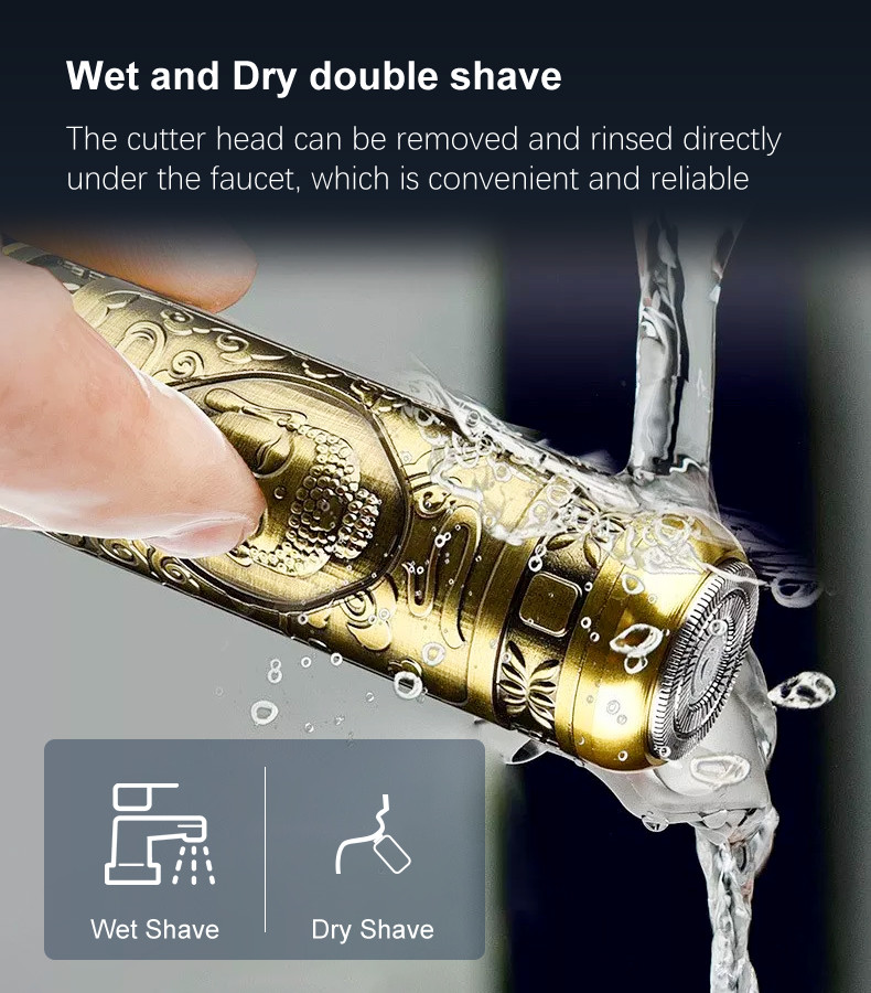 Mini Rechargeable Waterproof Dry And Wet Portable Electric Shaver Buddha Head