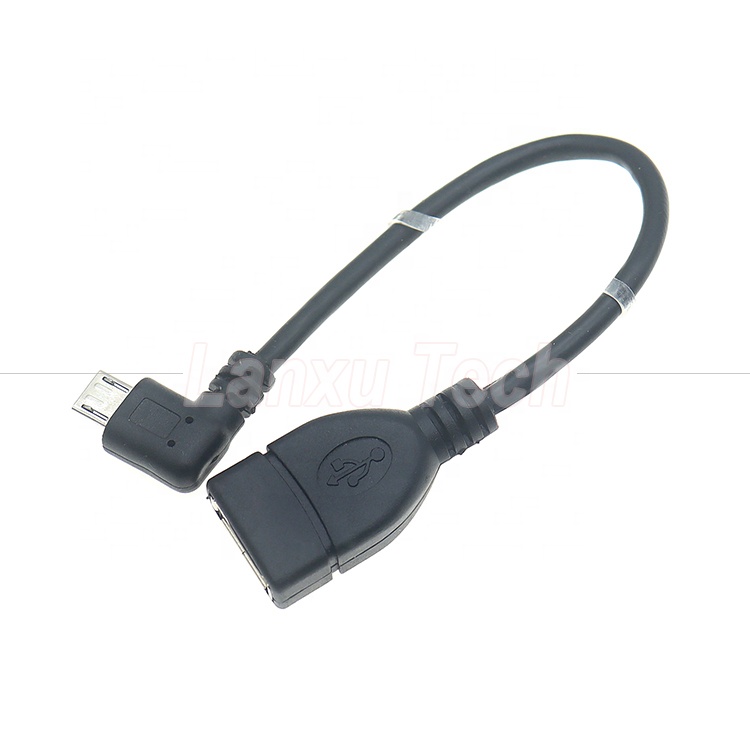 Portable Short 90 Degree Right Angle Micro V8 to USB Female Socket OTG Adapter Cable for Phone Laptop