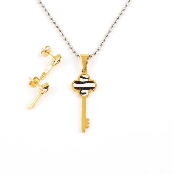 South American Fashion Stainless Steel Earrings With Matched Pendant Necklace