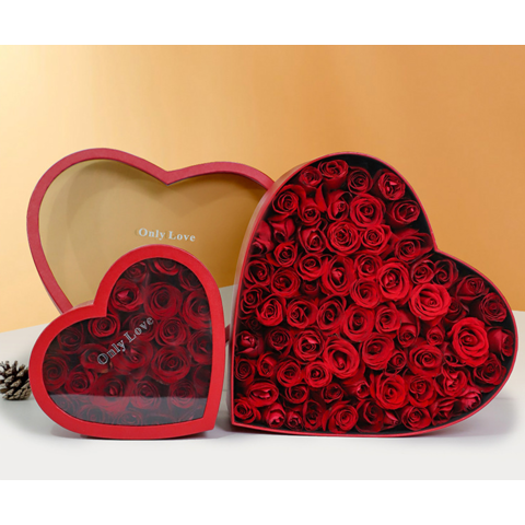 Heart Shaped Chocolate Candy Flower Gift Paper Packaging Box with Clear PVC Window