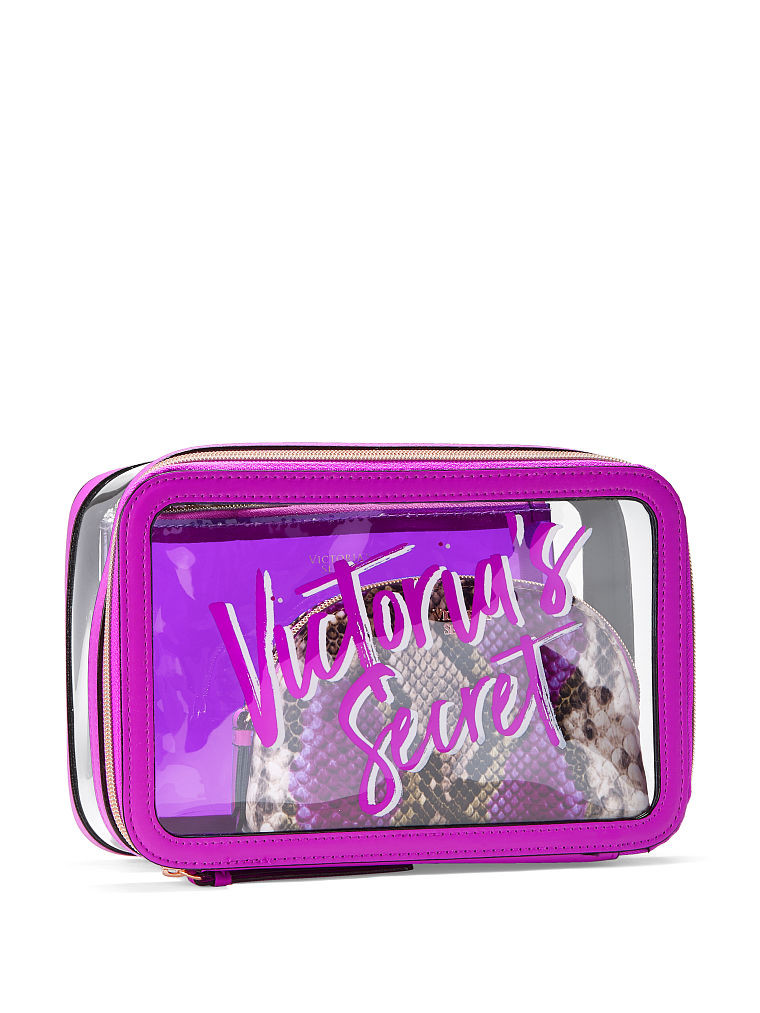 Travel Cosmetic Bag PVC Make-up Pouch Handle Straps for Women Men, Carry On Airport Airline Compliant Quart Bags
