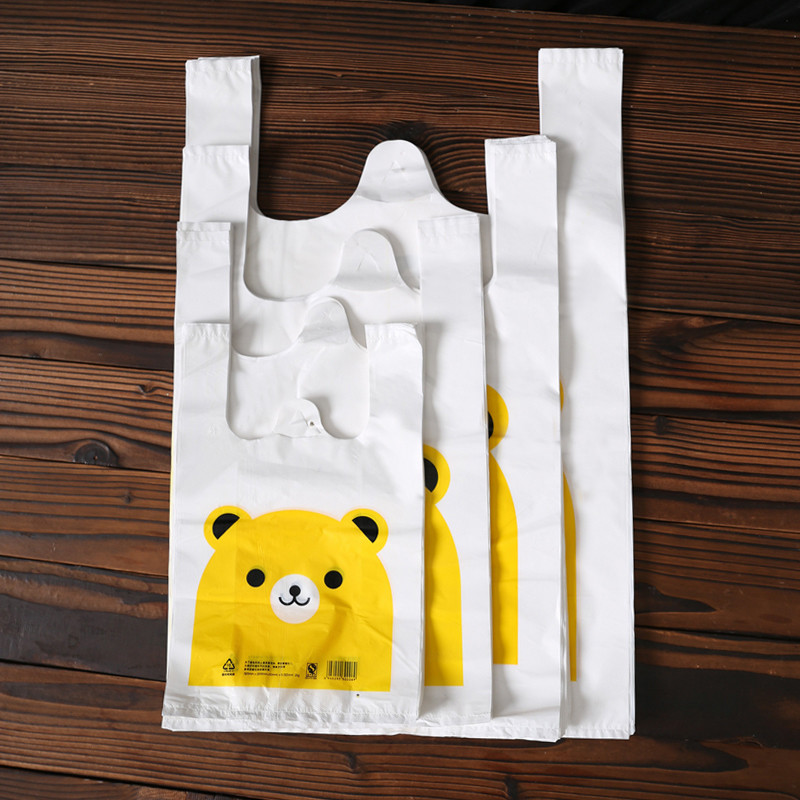 Printing Pattern Durable White Shopping Plastic T Shirt Bag