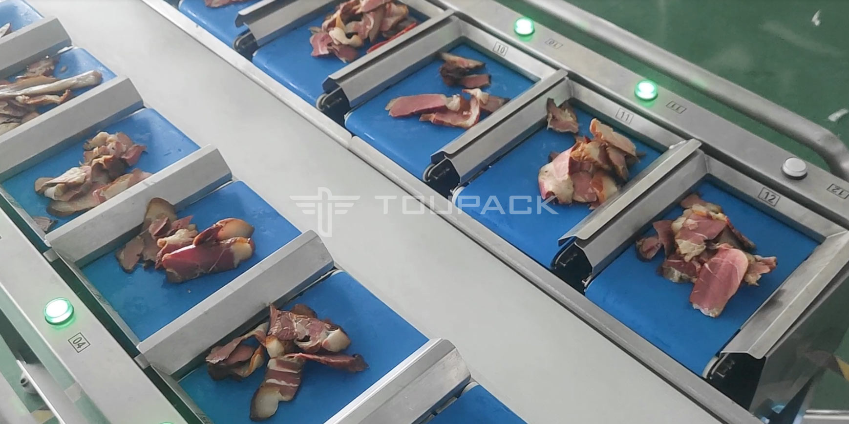 Meat Belt 12 Head Linear Combination Weigher For Cured Meat Packaging Machine
