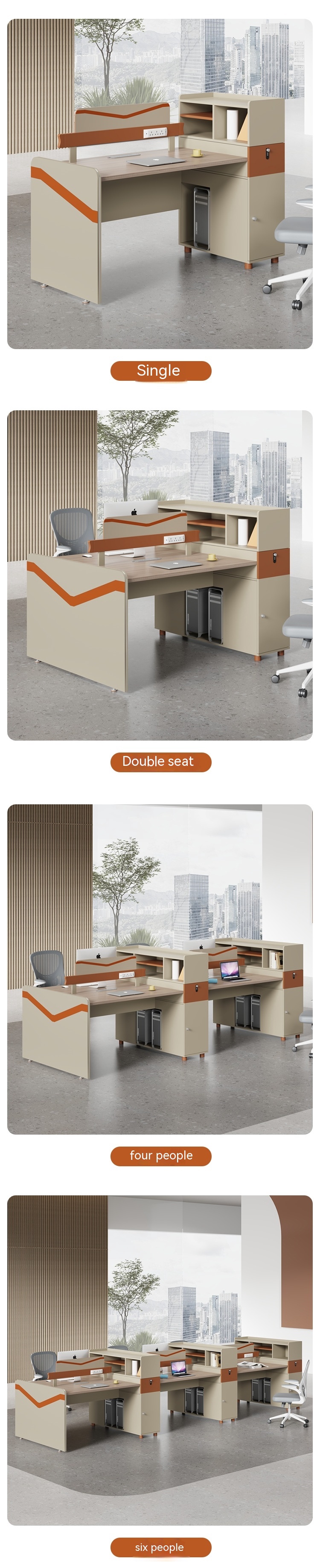 General Commercial Furniture One-Stop Shopping Modern Modular Workstation Staff Table Set