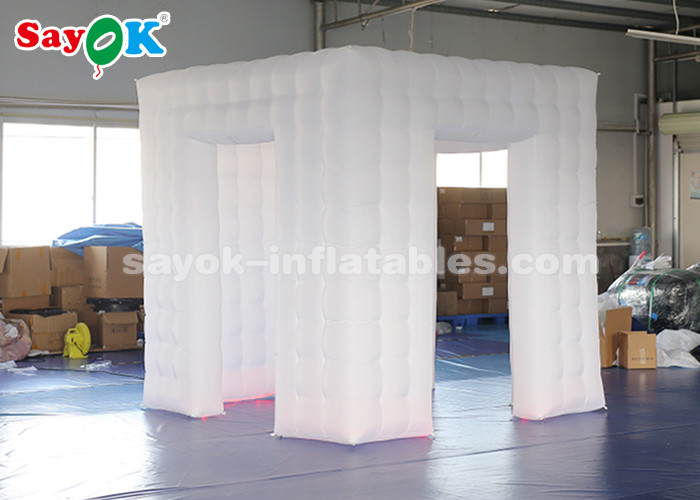 Inflatable Party Tent Portable 3 Doors LED Inflatable Cube Photo Booth With 17 Colors Changing Lights
