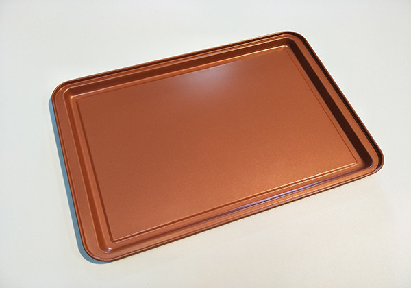 Steel 5 Piece Copper Bakeware Set with Nonstick Ti-Cerama Coating Super Strong 0.8MM Gauge Includes Cookie Sheet Muffin