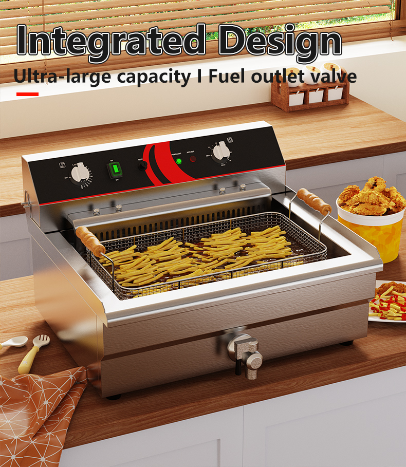 TEF-201 20l Stainless Steel Electric Countertop Deep Fryer Single Tank for Restaurant