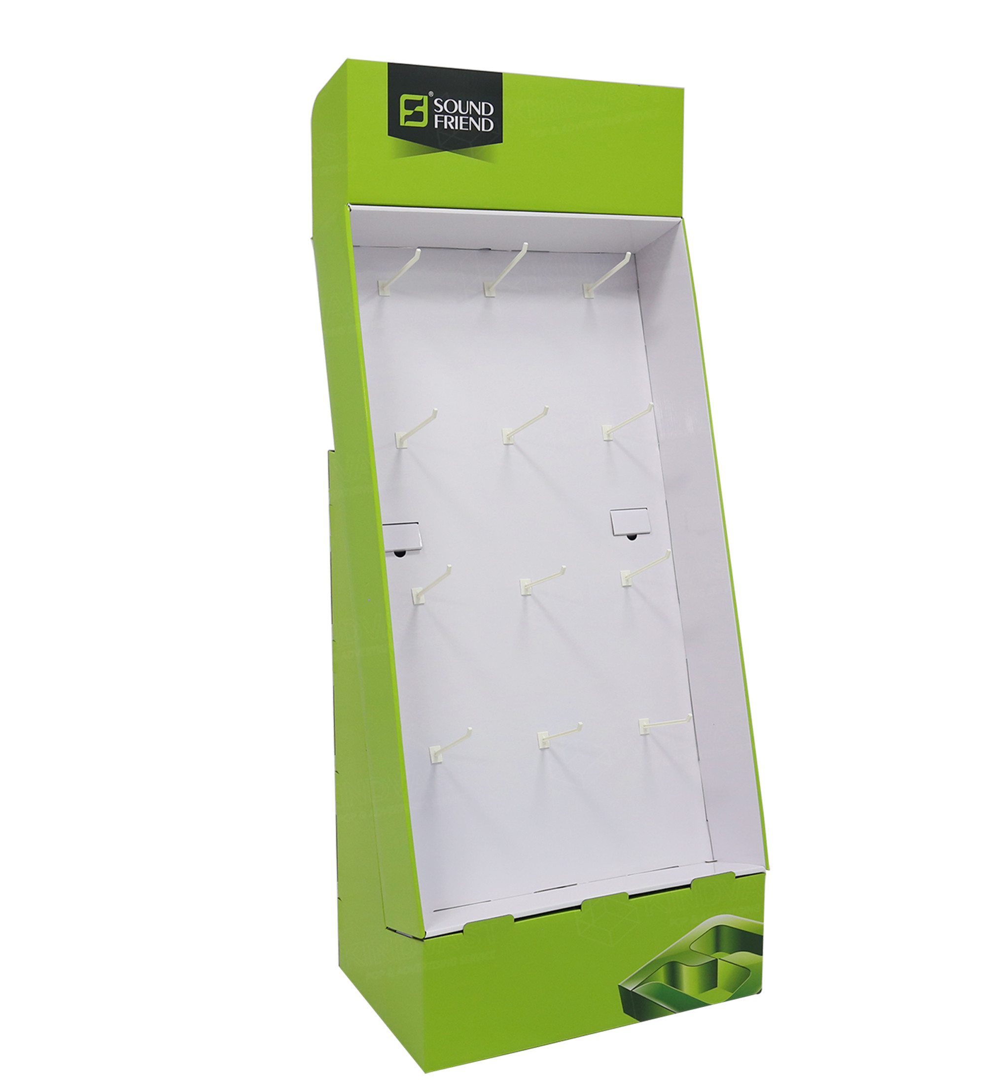 Green / White Color Stationery Display Rack Floor Standing Type Solid Structure