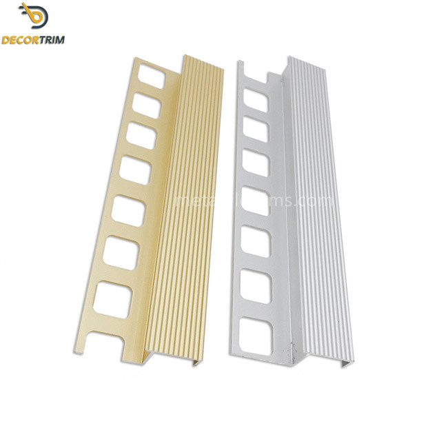 Anti Slip Metal Stair Nosing Tile Trim Anodized Matt Silver Color 2.5m Length