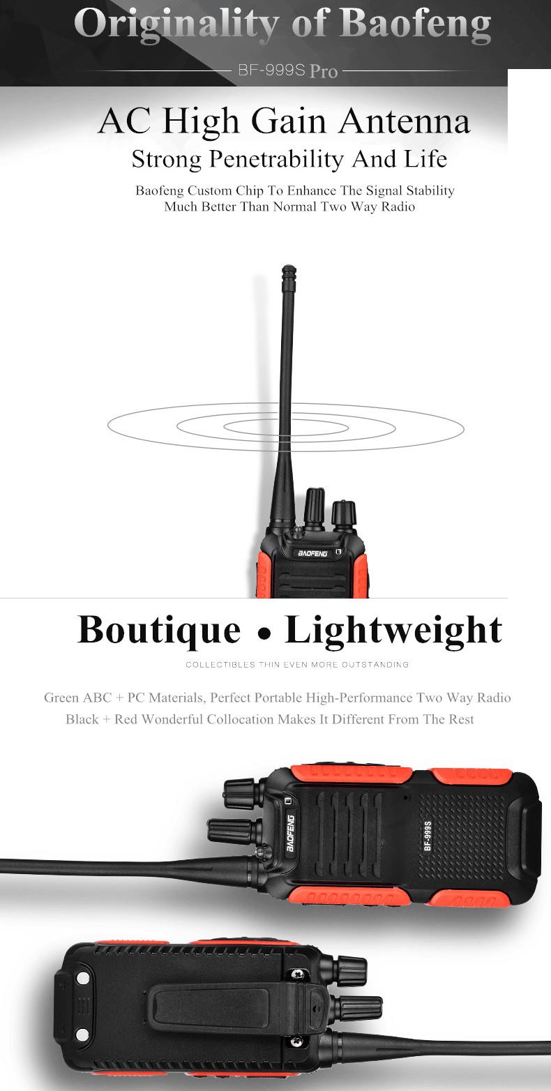 Baofeng 999S Long Range Walkie Talkie Single Band Two Way Radio Interphone
