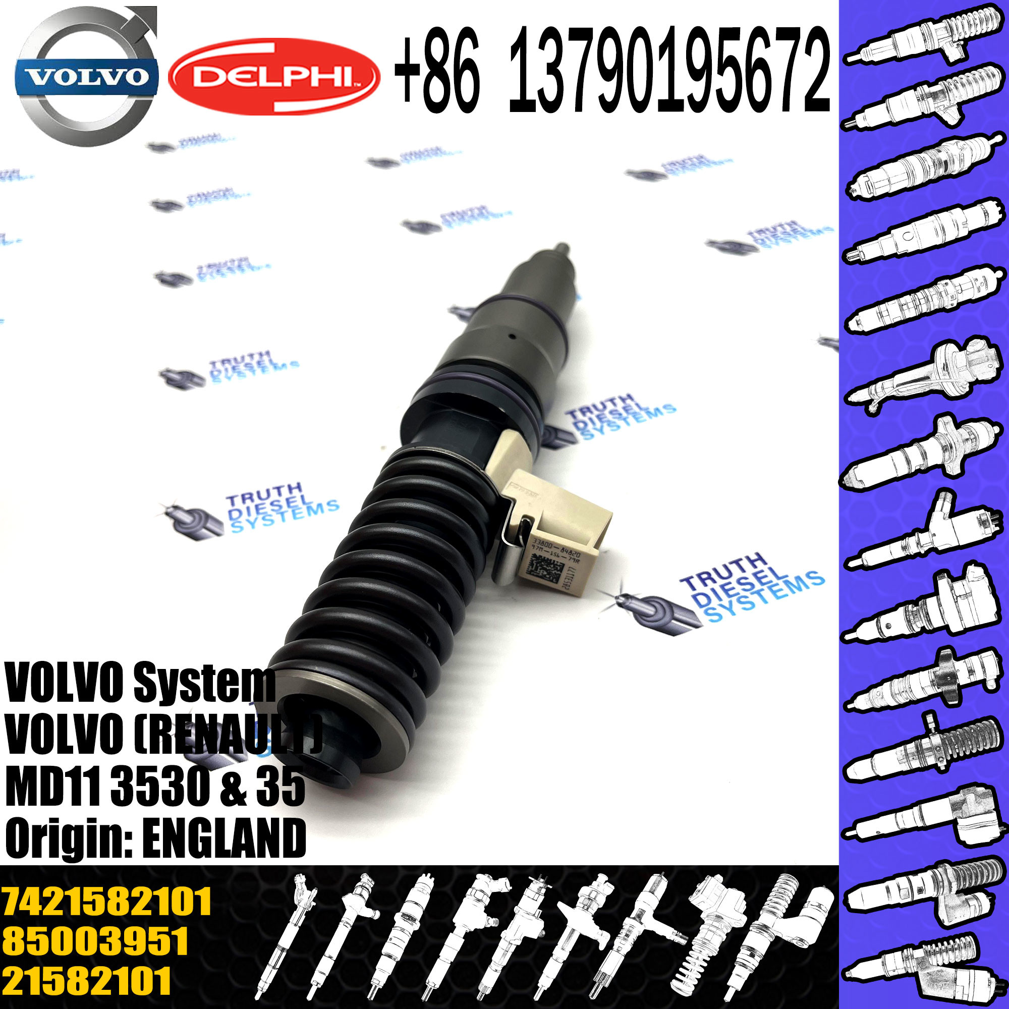 original Diesel Fuel Injector 21582101 7421644602 7485000674 7485003951 7421582101 E3.18 for VOL 11LTR EURO3