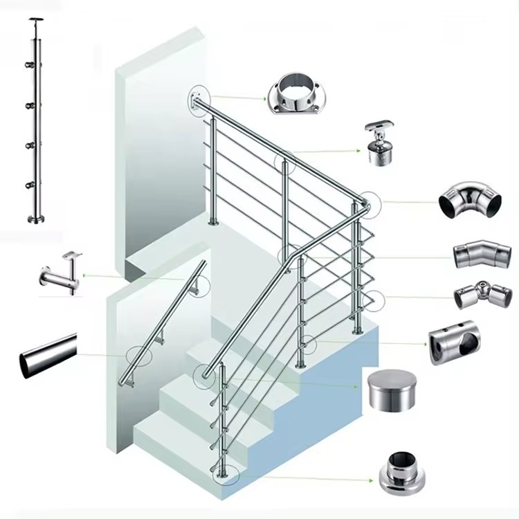Stainless Steel Balustrade Handrail Glass Tube Bracket Stair Railing Fittings