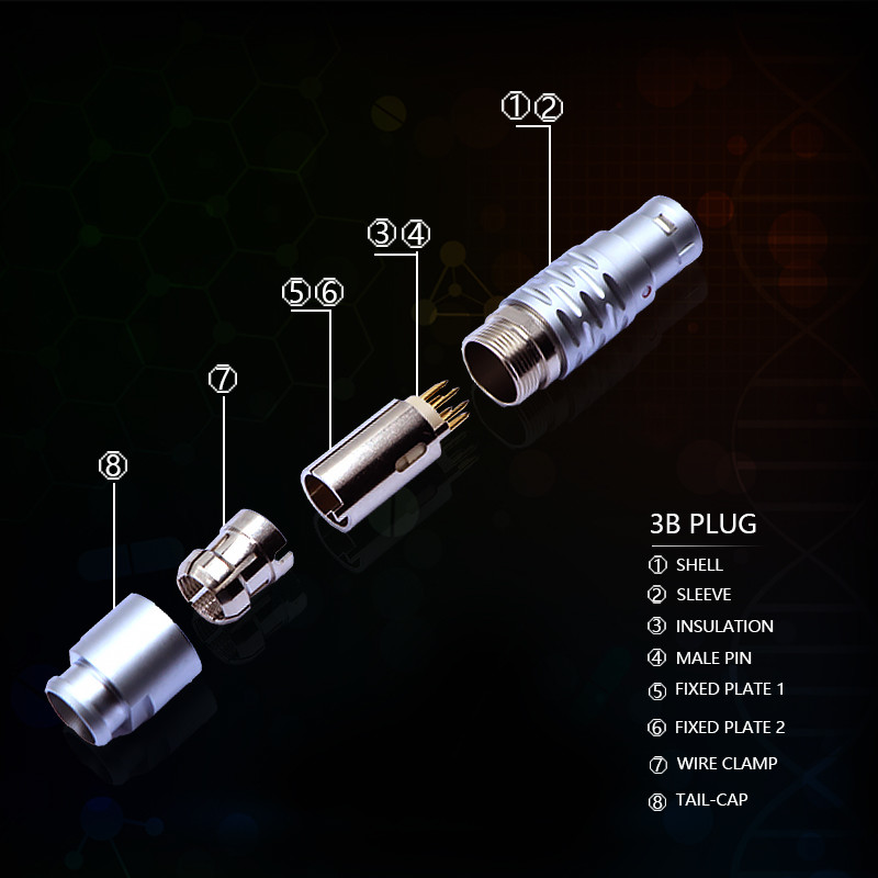 IP68/IP67 3B waterproof 2 4 6 8 12 Pin Male female Connector Self-locking connectors
