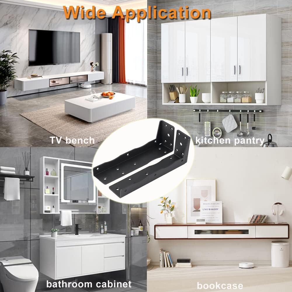 Floating Cabinet Shelf Support with Heavy Duty Metal Joint Angle Wall Mounted Bracket