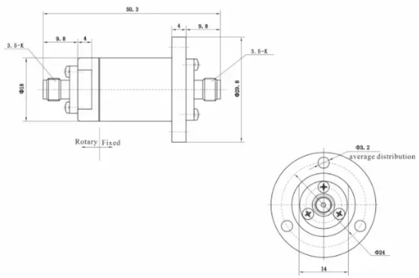 3.5 to K Single Channel Microwave Rotary Joint Coaxial Low Loss