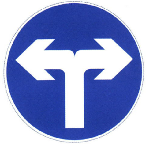 Road Turn Sign Sheet Direction Sign Board Round Traffic Steel Board with Bule And White Color