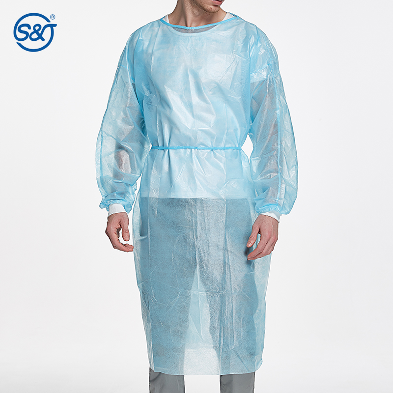 Disposable Isolation Gown 100% PP Non woven disposable isolation gown medical isolation Gown/surgical gown/PP+PE