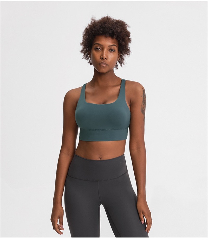 OEM Naked Feeling Medium Support Cross Back Womens Sports Bra Logo Printing