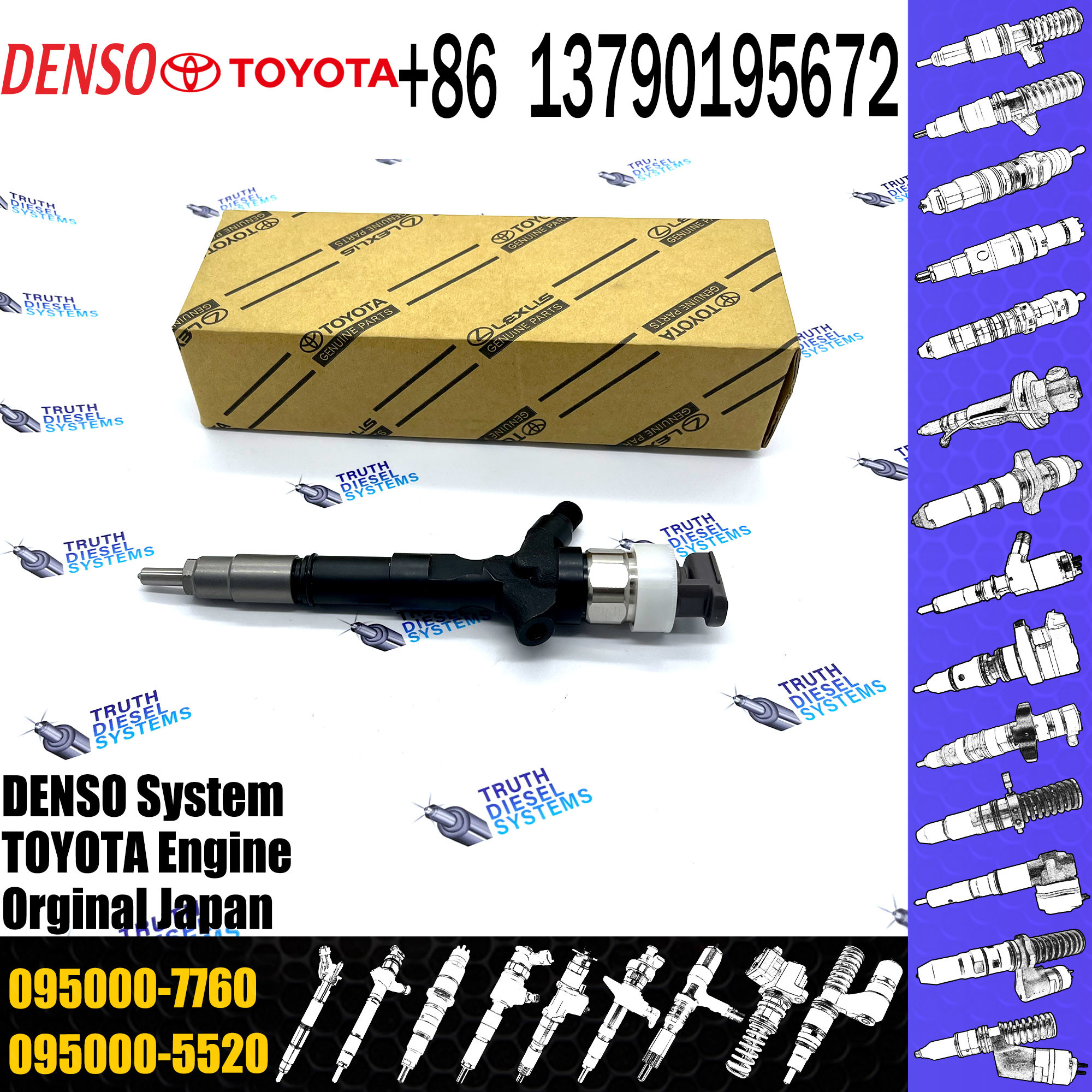 Diesel Common Rail Injector Fuel Inyector 23670-30300 23670-0L010 095000-7760 095000-7761 For Hilux Vigo 2KD-FTV