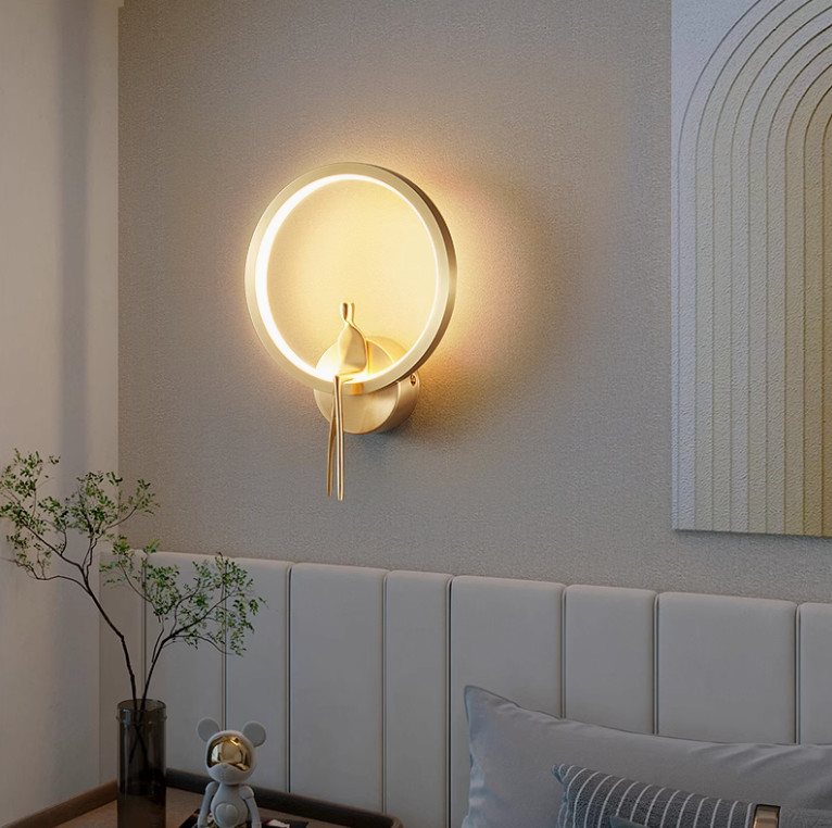 Minimalist copper wall lamp bedroom bedside lamp modern simple living room background wall lamp hotel villa stair corridor lamp