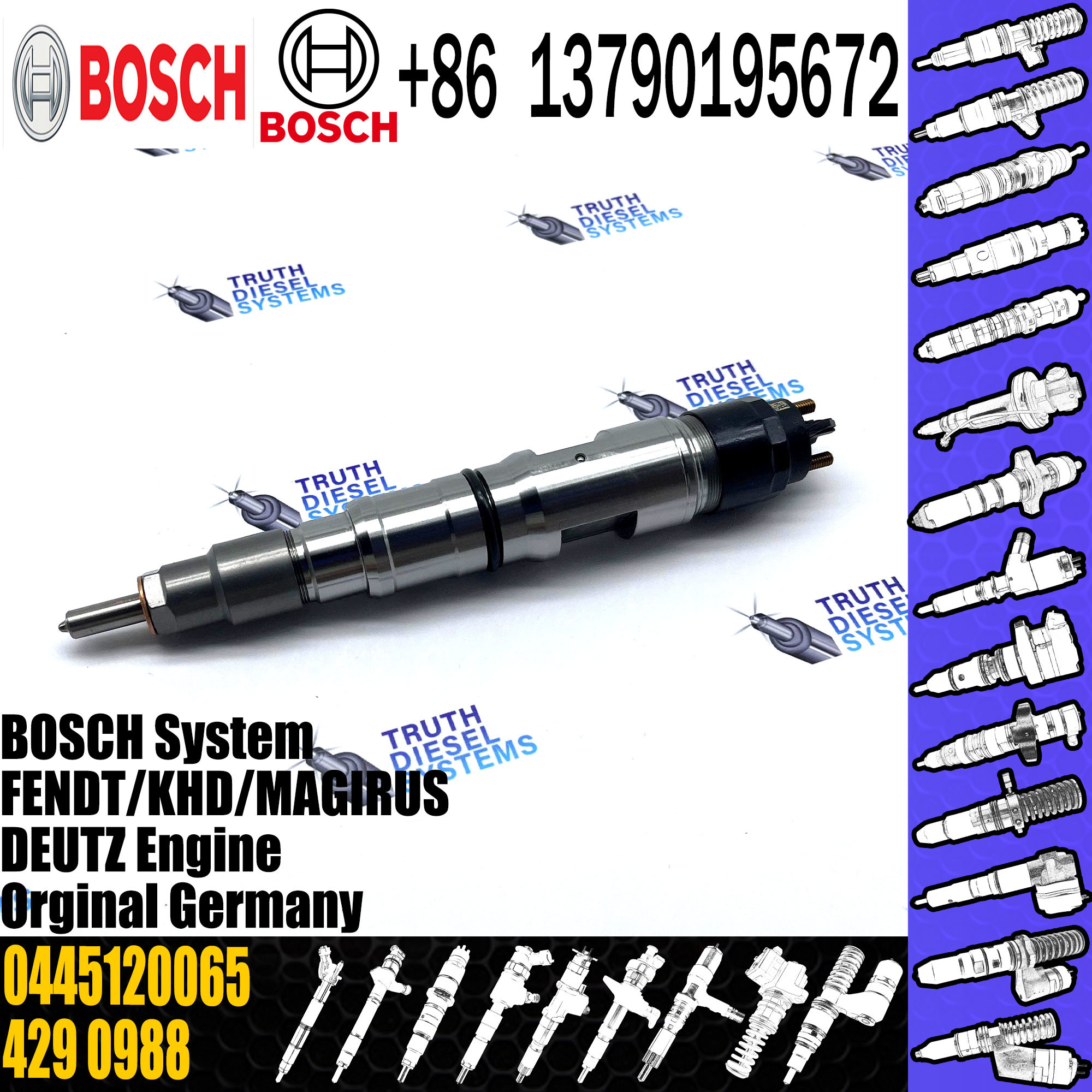 Diesel Engine Parts 0445120065 NINE Brand Common Rail Injector 0445120065