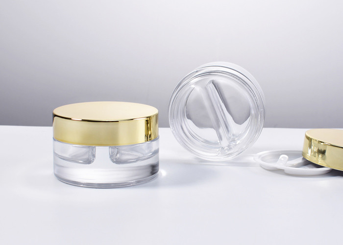 10ml+10ml dual chamber glass cosmetic concentrate jars - Perfect for Eye Cream, Lip Balm and Eye Makeup Formulas