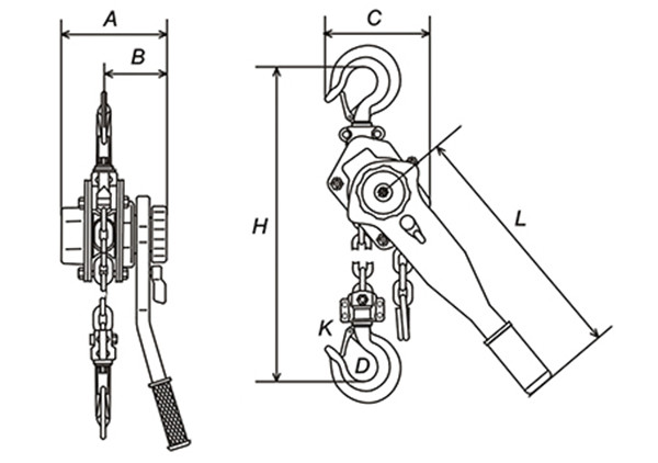 0.75T Transmission Line Stringing Tools Manual Lever Chain Hoist Hand Pull When Fully Loaded 140N