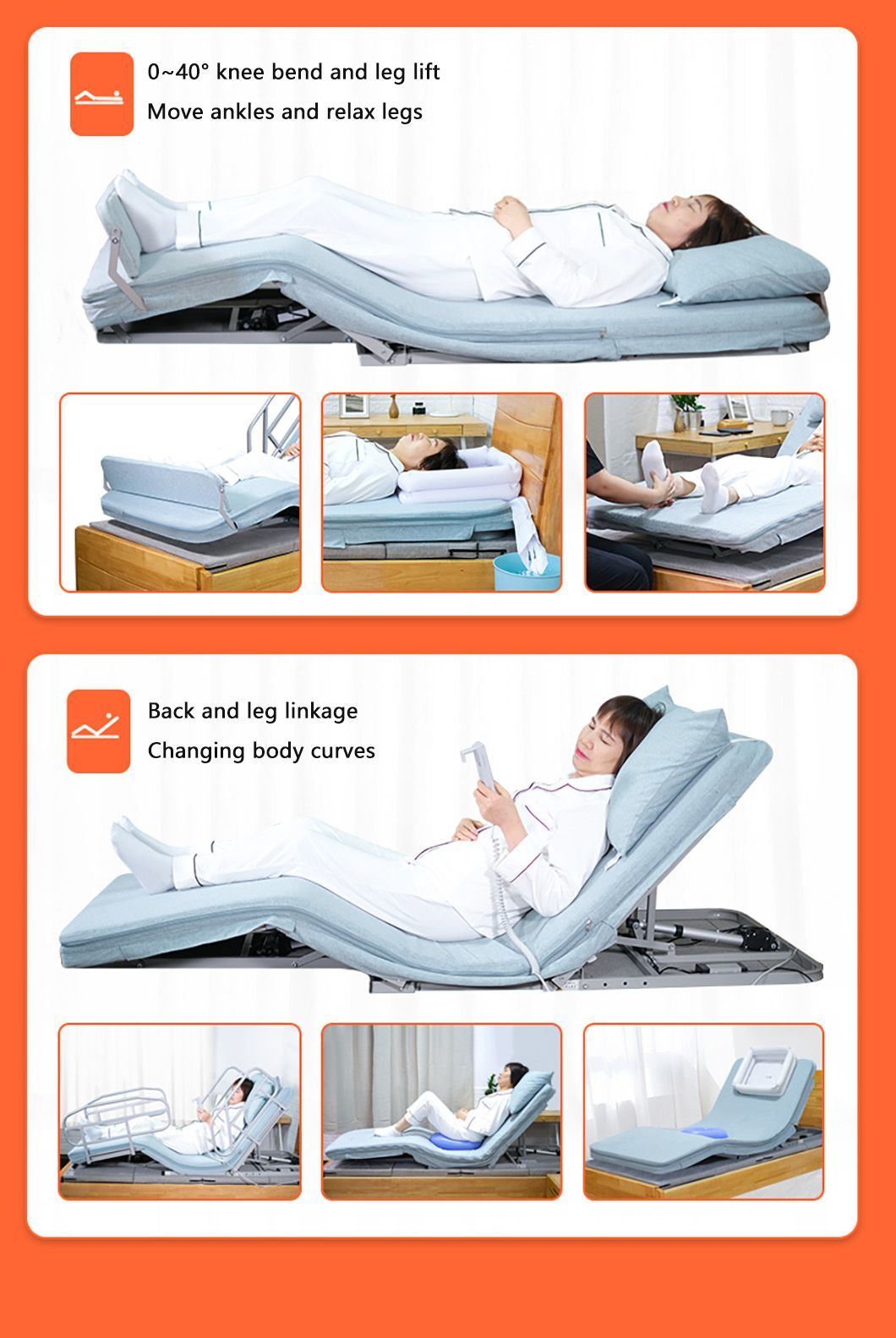 High Quality Multi-Functional Nursing Bed Electric Adjustable Backrest Homecare Electric Mattress