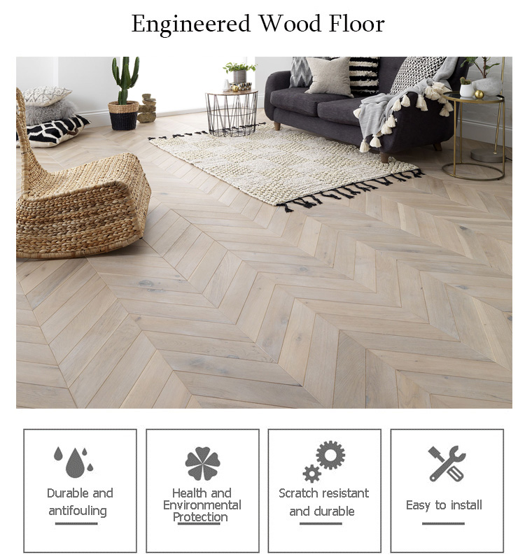 Engineered Wood Flooring Type Parquet Wood Flooring in Antiqued Mable Teak Oak Walnut